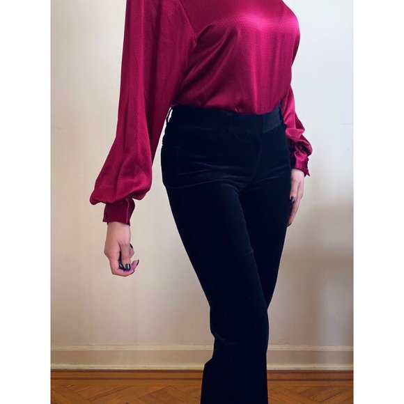 Theory - Black Velvet Low Rise Wide Leg Trousers (XS-S) - Picture 8 of 8